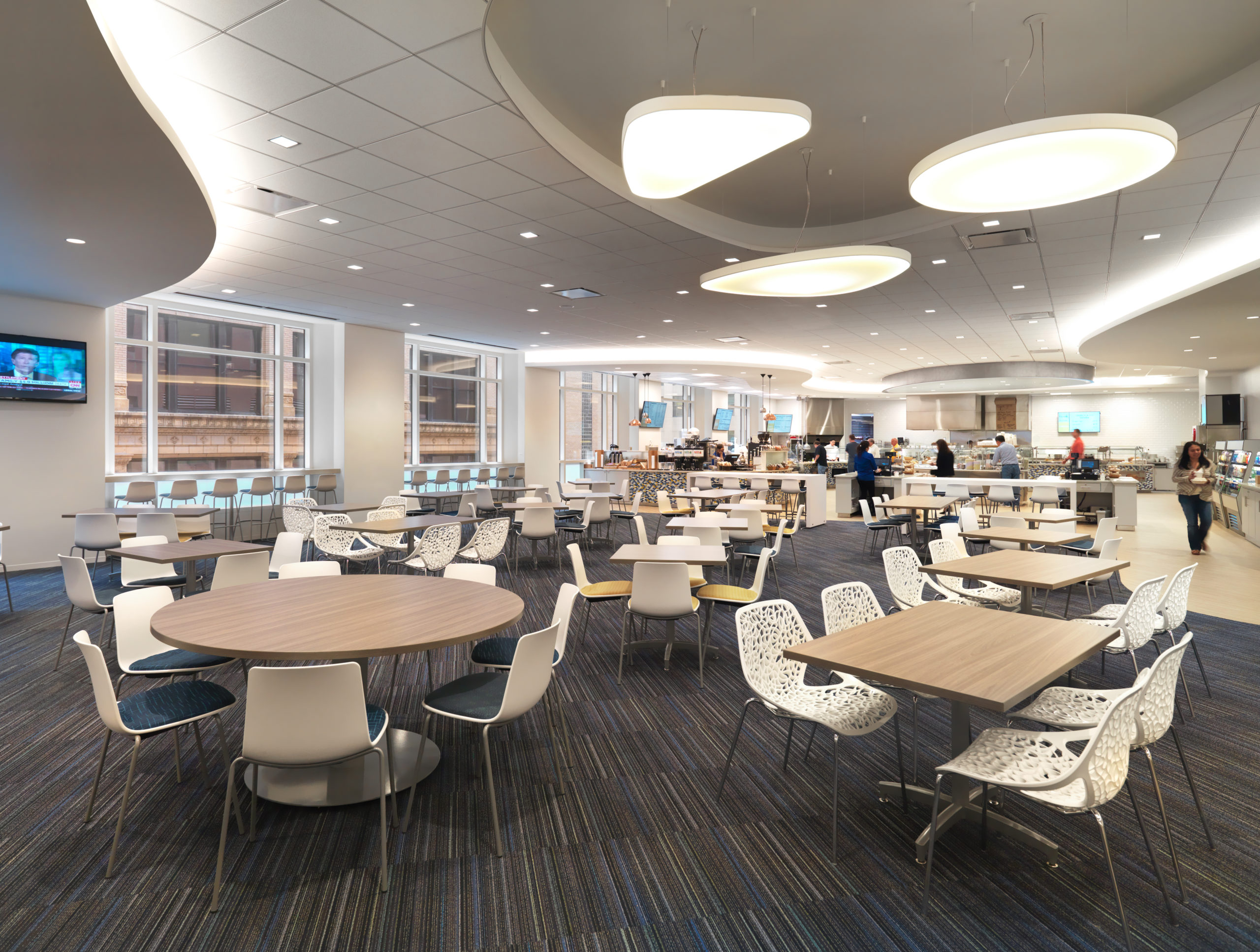 modern project lighting design in cafeteria